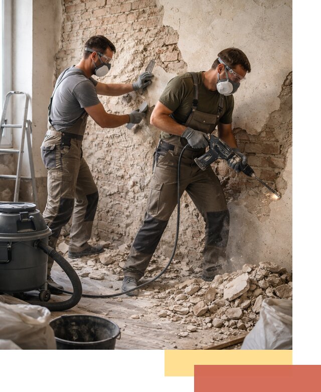 Демонтаж штукатурки со стен в Ступино быстро и аккуратно