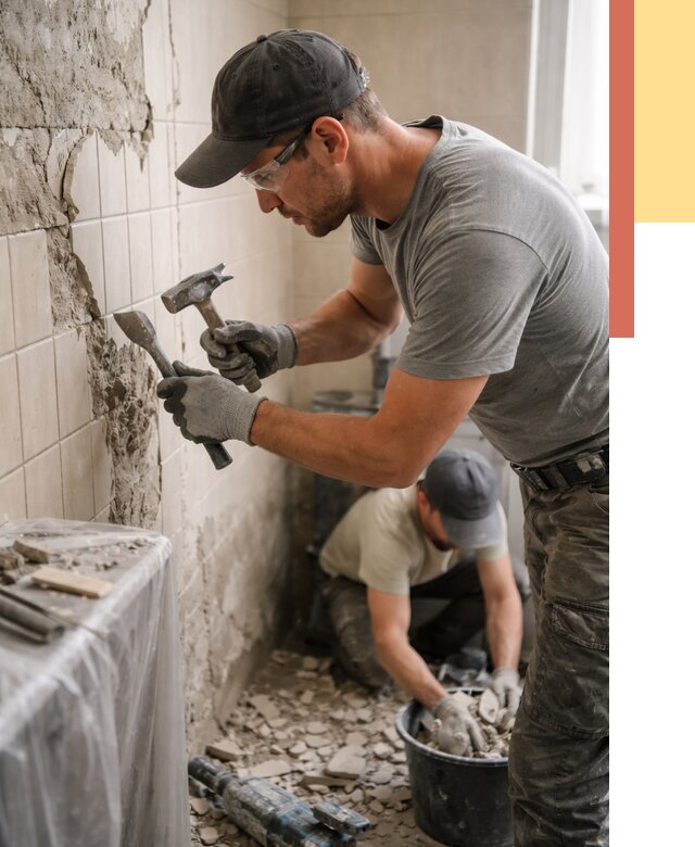 Демонтаж плитки со стен в Ступино от 883 руб. — быстро и недорого | ОТДЕЛОЧНИК-Стп