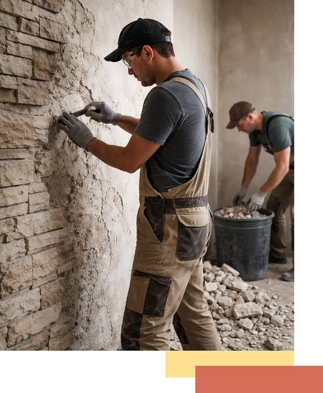 Демонтаж декоративного камня в Ступино профессионально и безопасно