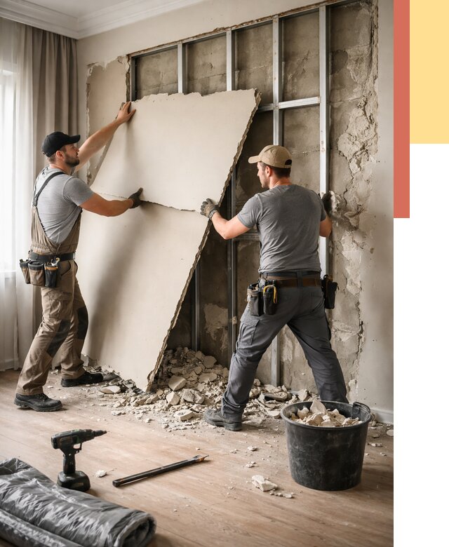 Демонтаж гипсокартона со стен в Ступино от 364 руб. — услуги демонтажа | ОТДЕЛОЧНИК-Стп