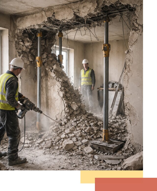 Снос несущих стен в Ступино с гарантией безопасности и качества