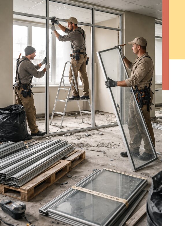 Демонтаж алюминиевых перегородок в Ступино от 4365 руб. — быстро и недорого | ОТДЕЛОЧНИК-Стп