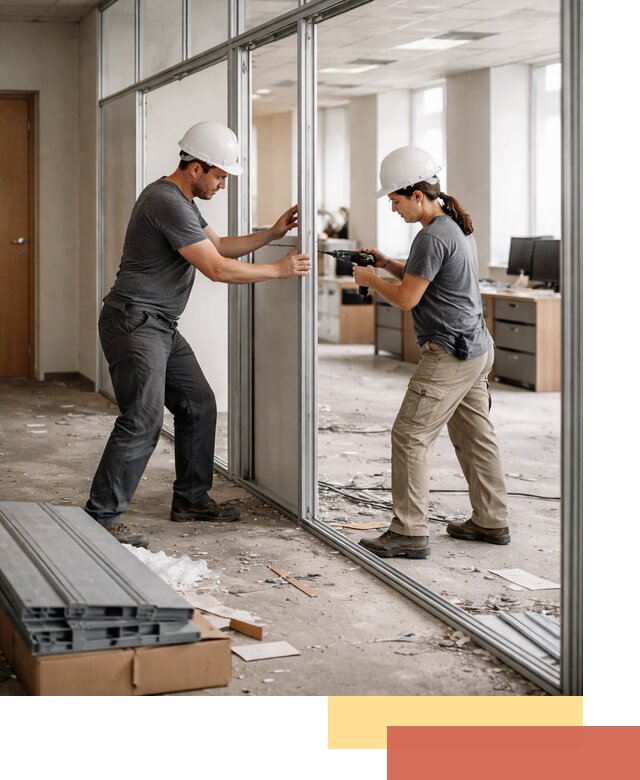 Демонтаж алюминиевых перегородок в Ступино быстро и аккуратно