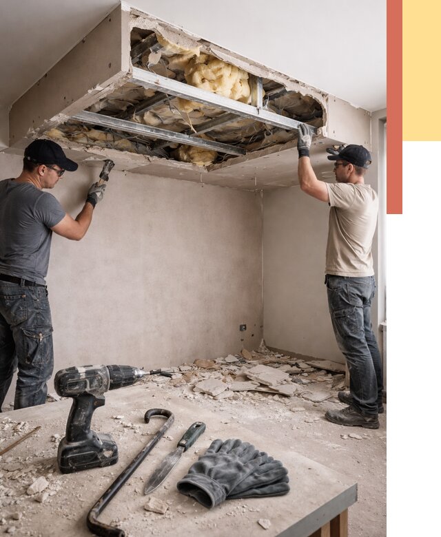 Демонтаж короба из гипсокартона в Ступино от 1580 руб. — быстро и недорого | ОТДЕЛОЧНИК-Стп