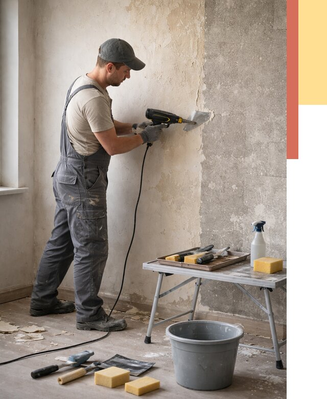 Очистка стен от клея в Ступино от 1923 руб. — снятие и удаление клея со стен | ОТДЕЛОЧНИК-Стп