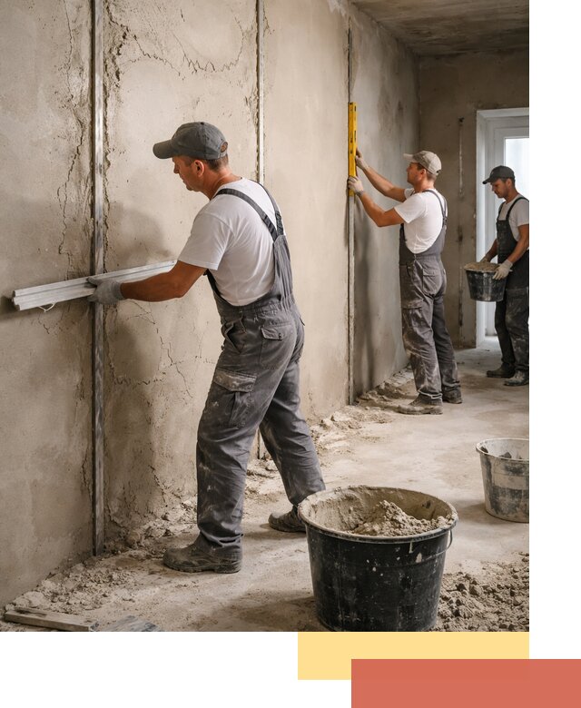 Штукатурка стен по маякам в Ступино — точная и ровная поверхность