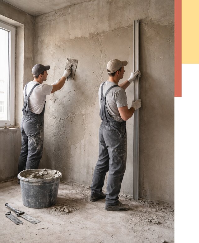 Штукатурка бетонных стен в Ступино от 4677 руб/м² — качественно и быстро | ОТДЕЛОЧНИК-Стп