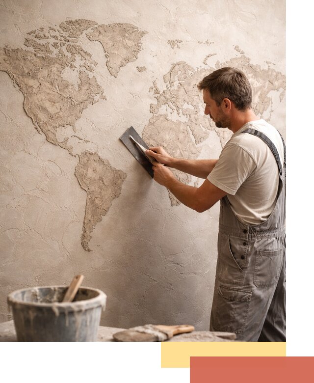 Декоративная штукатурка «Карта мира» под ключ в Ступино