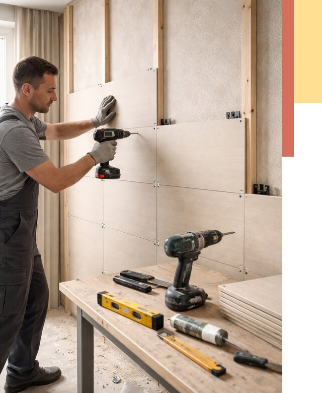 Монтаж МДФ панелей на стены в Ступино от 1299 руб. под ключ | ОТДЕЛОЧНИК-Стп