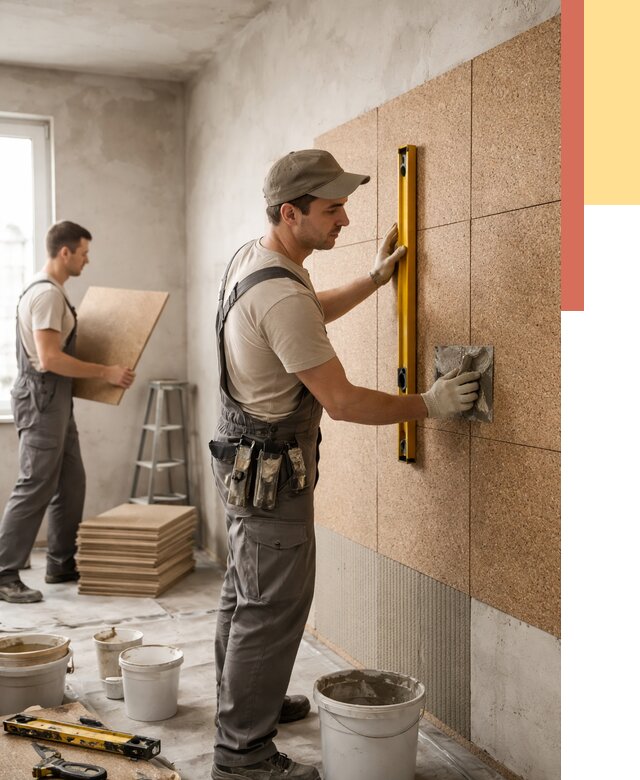 Монтаж пробковых панелей на стены в Ступино от 3638 руб. — ОТДЕЛОЧНИК-Стп