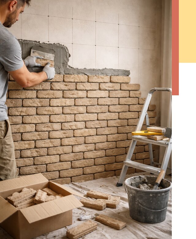 Монтаж декоративного кирпича в Ступино от 3326 руб./м² — быстро и недорого | ОТДЕЛОЧНИК-Стп