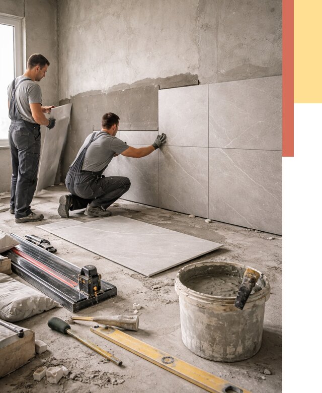 Облицовка стен керамогранитом в Ступино от 4365 руб./м² — услуги под ключ | ОТДЕЛОЧНИК-Стп