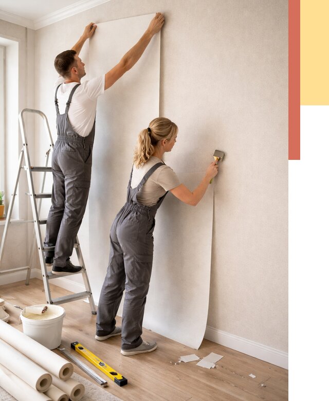 Поклейка флизелиновых обоев в Ступино от 6236 руб. | Быстро и недорого — ОТДЕЛОЧНИК-Стп