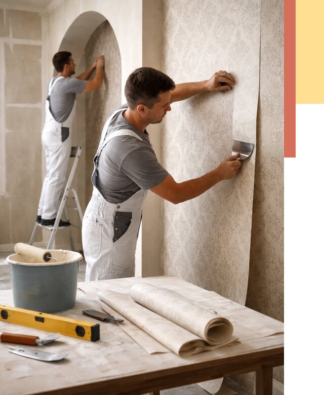 Поклейка обоев на сложные стены в Ступино от 2910 руб. под ключ | ОТДЕЛОЧНИК-Стп