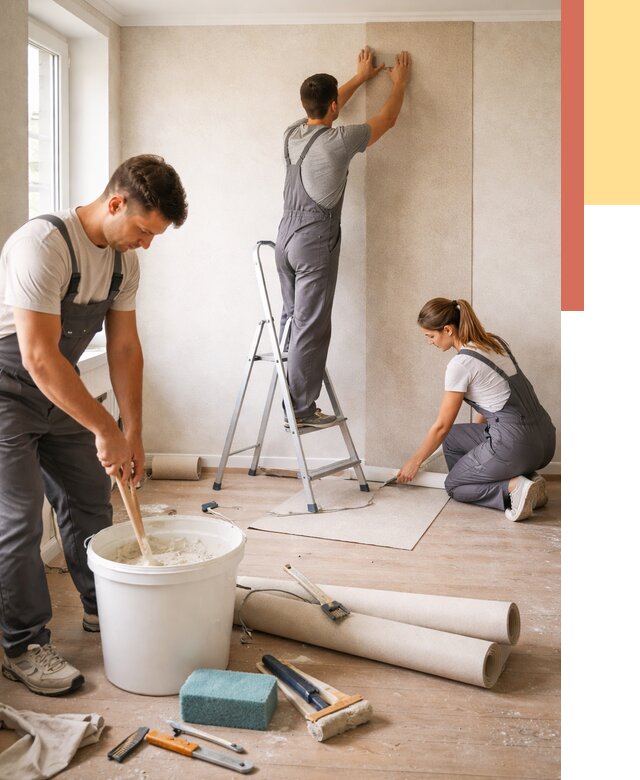 Оклейка стен обоями в Ступино от 3638 руб/м2 — быстро и недорого | ОТДЕЛОЧНИК-Стп