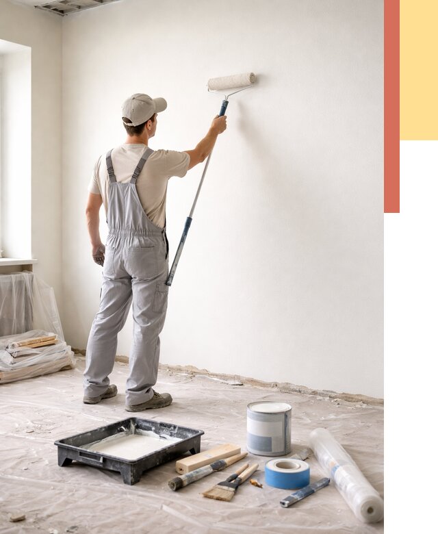 Покраска стен водоэмульсионной краской в Ступино от 468 руб. за м² | ОТДЕЛОЧНИК-Стп