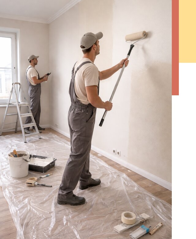 Покраска стен акриловой краской в Ступино от 3638 руб./м² — быстро и недорого | ОТДЕЛОЧНИК-Стп