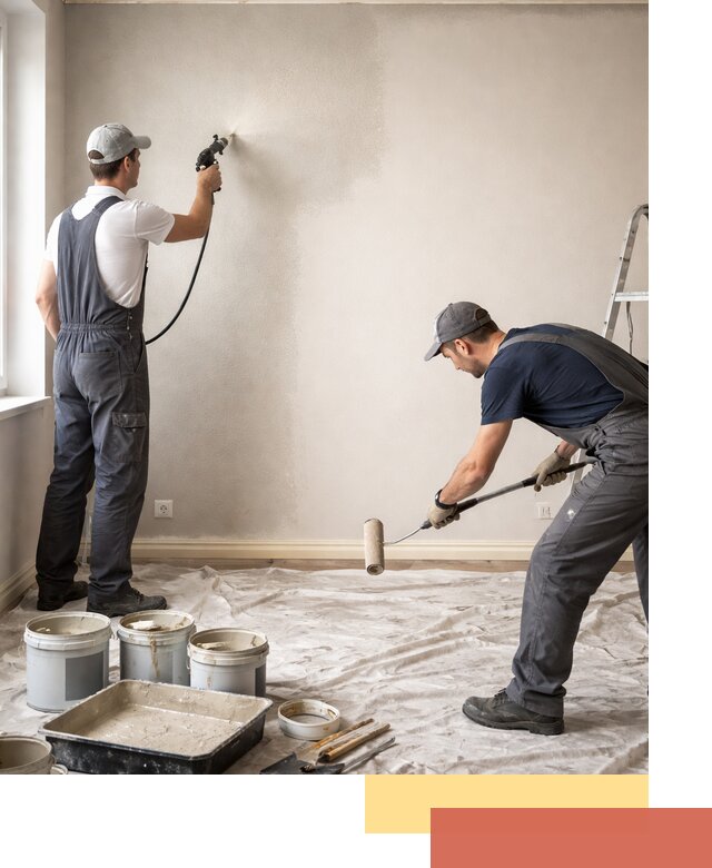 Покраска стен моющейся краской и защита поверхностей в Ступино