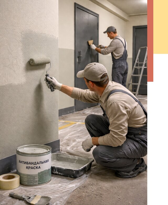 Покраска стен антивандальной краской в Ступино от 4677 руб./м² под ключ | ОТДЕЛОЧНИК-Стп