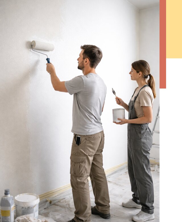 Окраска стен по стеклохолсту в Ступино от 4677 руб/м² под ключ | ОТДЕЛОЧНИК-Стп