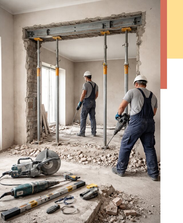 Прорезка проема в стене в Ступино от 4677 руб. — быстро и недорого | ОТДЕЛОЧНИК-Стп