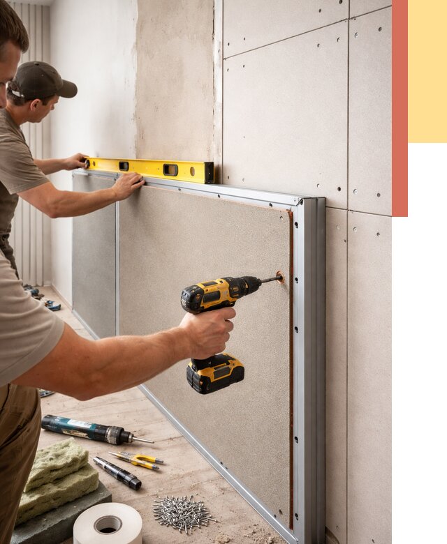 Шумоизоляция стен панелями ЗИПС в Ступино от 2287 руб./м² под ключ | ОТДЕЛОЧНИК-Стп