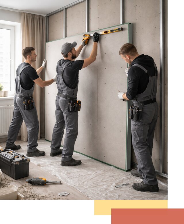 Шумоизоляция стен панелями ЗИПС в Ступино для жилых и коммерческих помещений