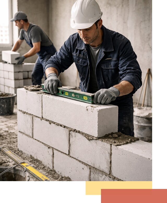 Кладка перегородок из пеноблока под ключ в Ступино