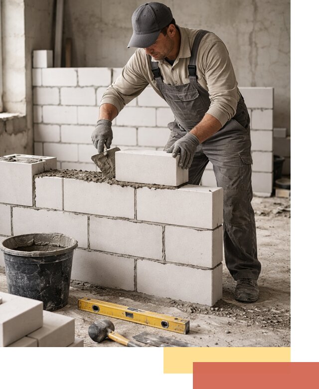 Кладка перегородок из силикатного блока в Ступино