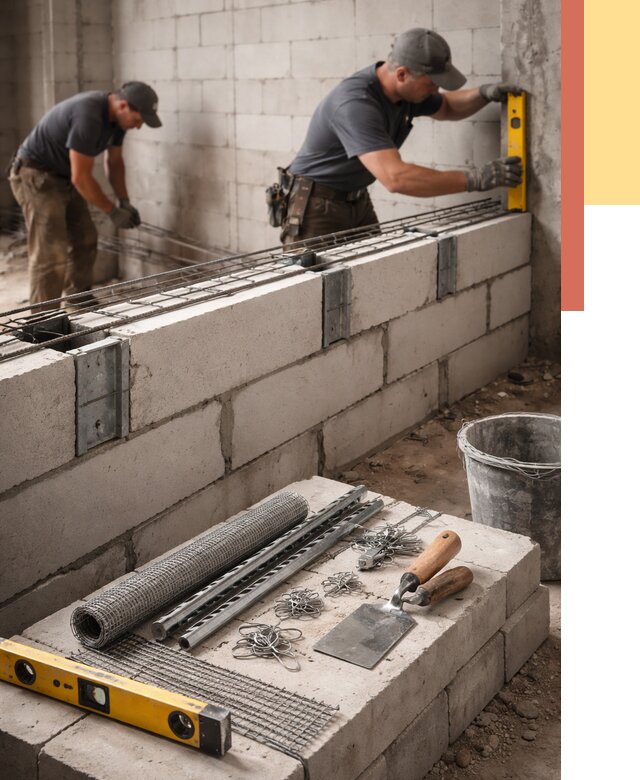 Армирование кладки перегородок в Ступино от 780 руб. под ключ | ОТДЕЛОЧНИК-Стп
