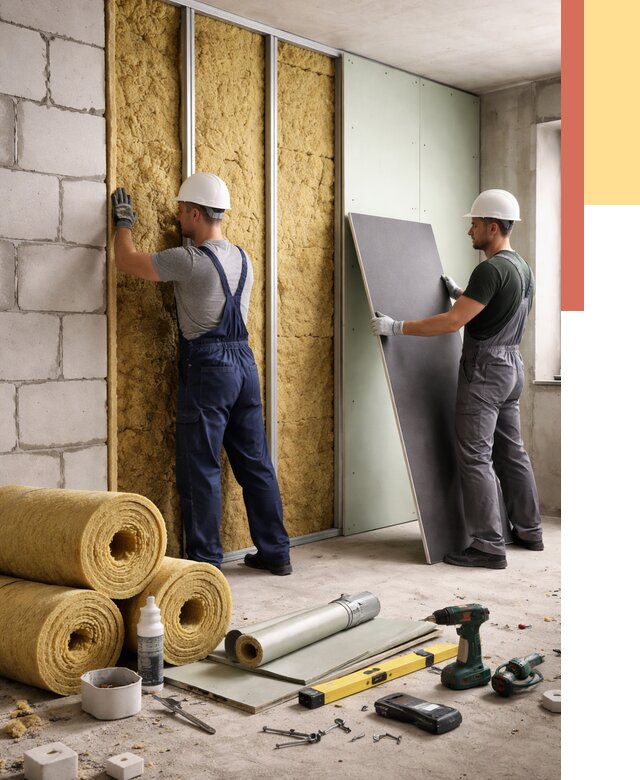 Шумоизоляция перегородок из блоков в Ступино от 1923 руб./м² — быстро и недорого | ОТДЕЛОЧНИК-Стп