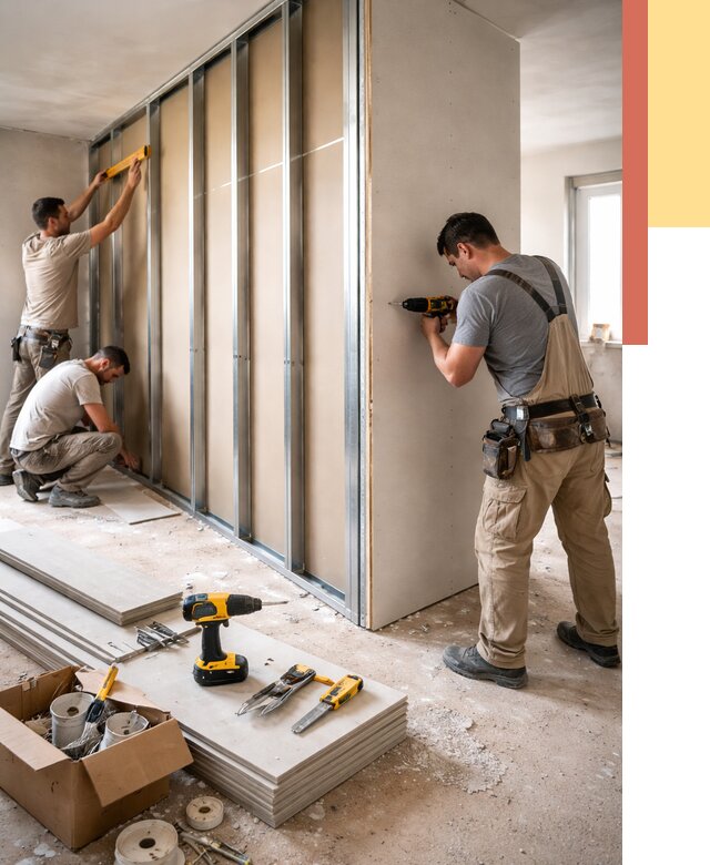 Монтаж однослойной перегородки из гипсокартона в Ступино от 676 руб. | ОТДЕЛОЧНИК-Стп