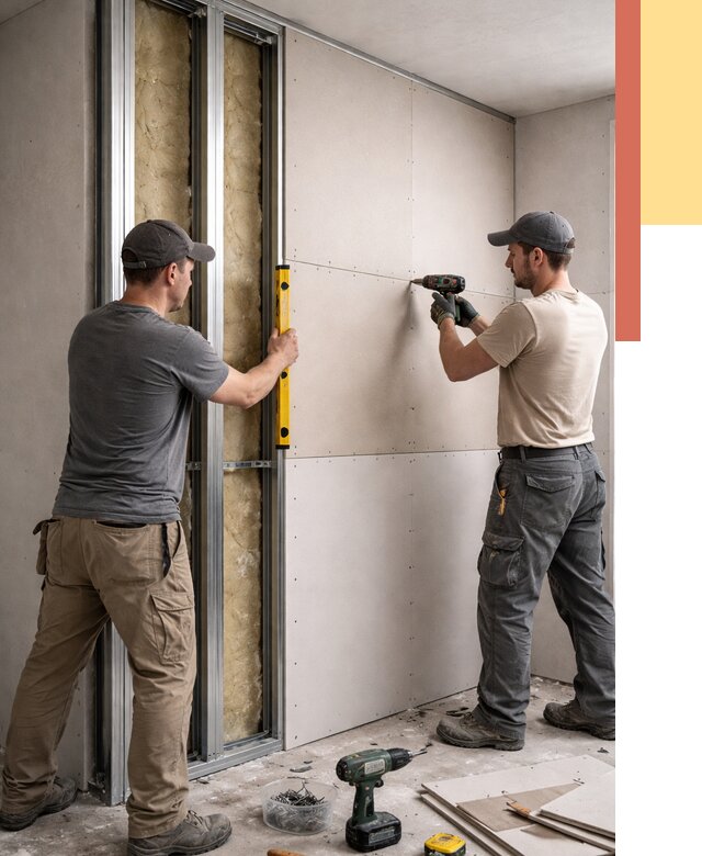 Монтаж двухслойной перегородки из гипсокартона в Ступино от 1507 руб. | ОТДЕЛОЧНИК-Стп