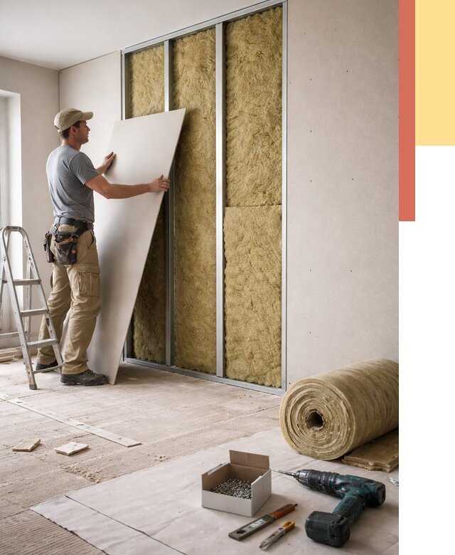 Перегородка из гипсокартона с шумоизоляцией в Ступино от 3243 руб. | ОТДЕЛОЧНИК-Стп