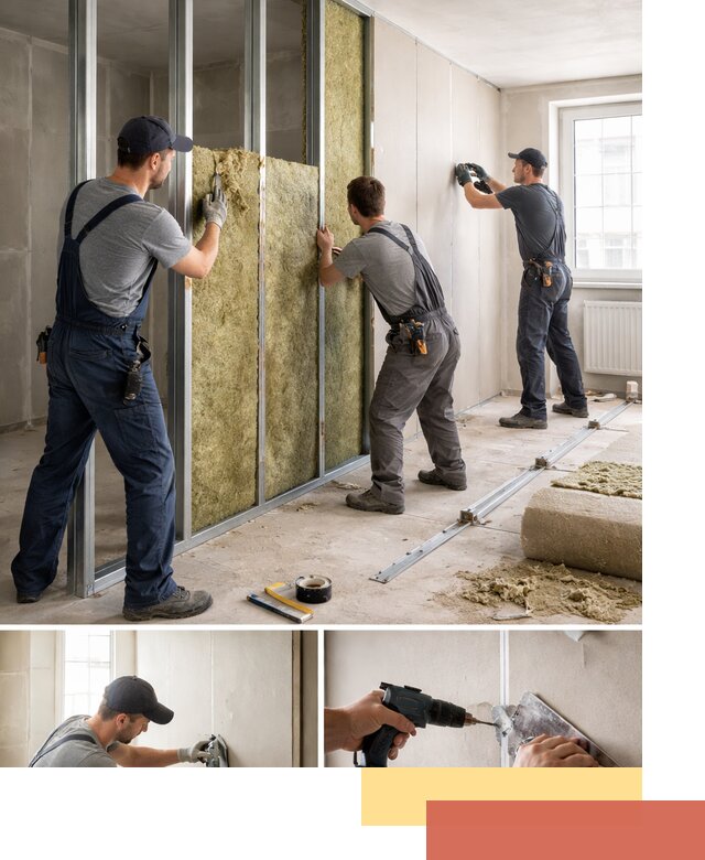 Перегородка из гипсокартона с шумоизоляцией в Ступино — монтаж под ключ