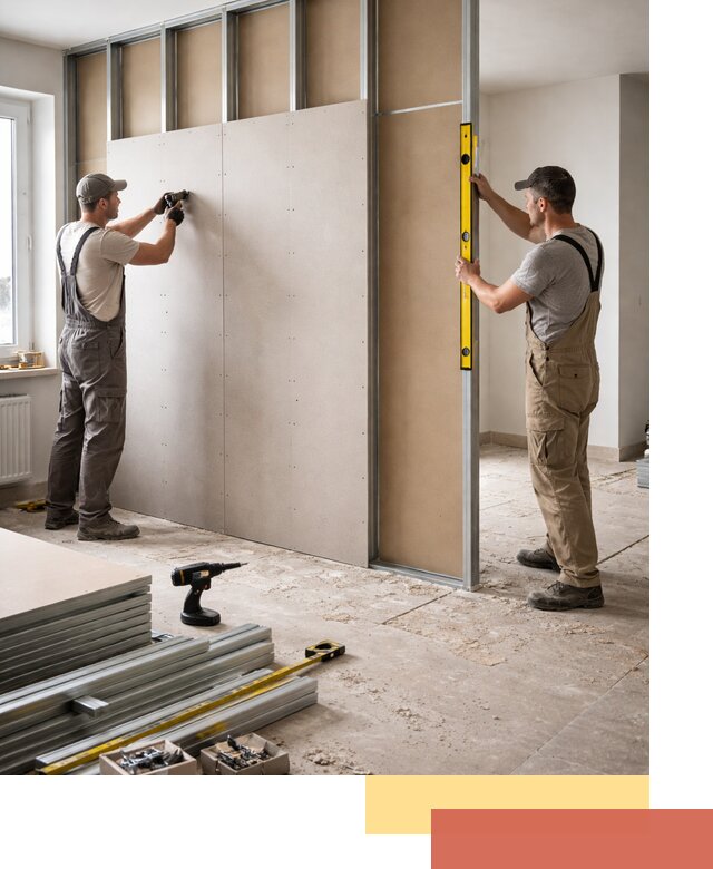 Зонирующая перегородка из гипсокартона под ключ в Ступино