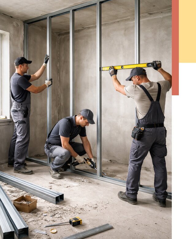 Монтаж каркаса перегородки из профиля в Ступино от 780 руб. | ОТДЕЛОЧНИК-Стп