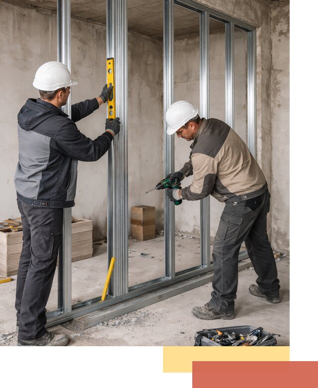 Монтаж каркаса перегородки из профиля в Ступино