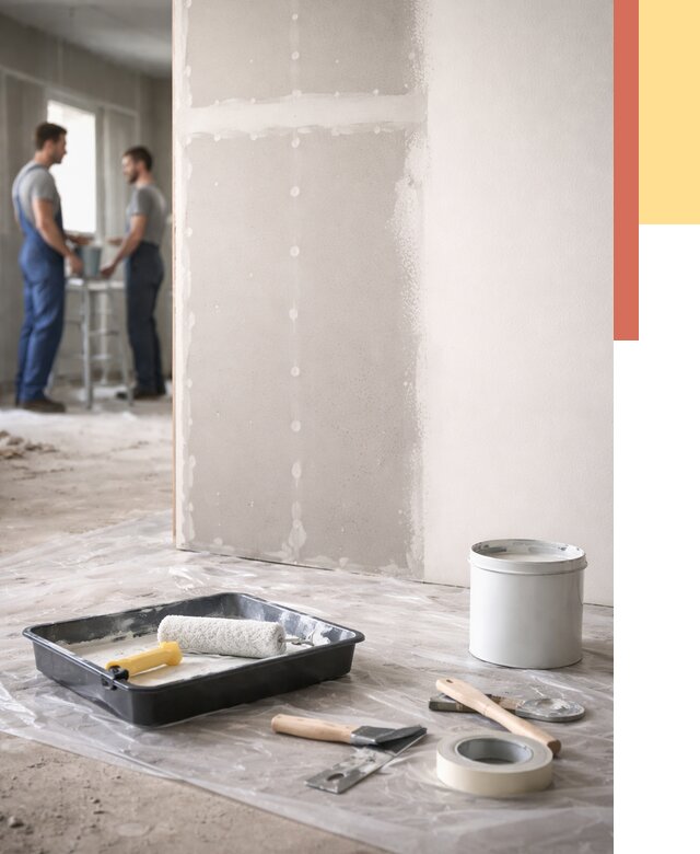 Покраска перегородок из гипсокартона в Ступино от 4677 руб. под ключ | ОТДЕЛОЧНИК-Стп