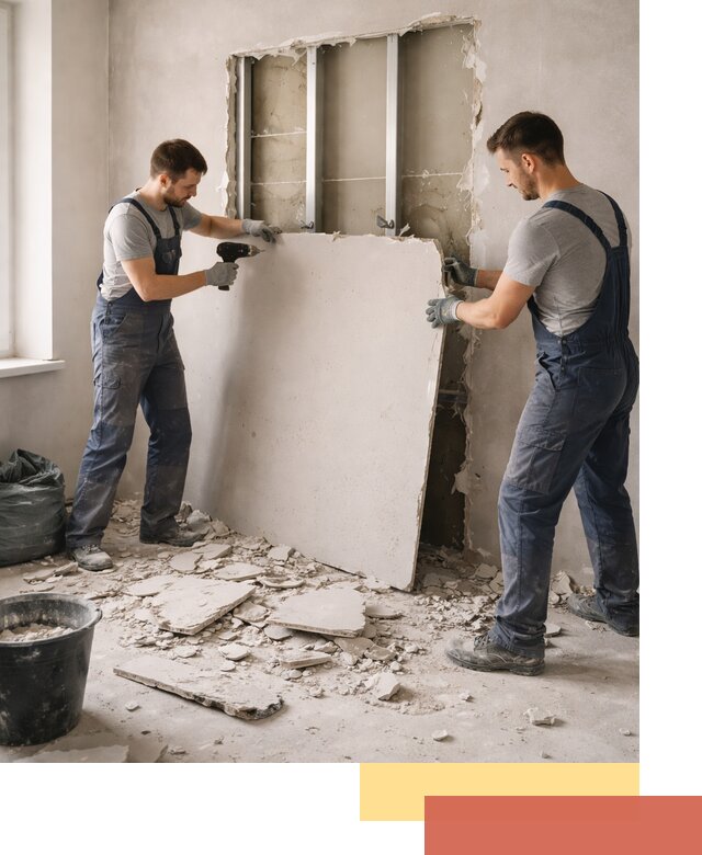 Демонтаж перегородки из гипсокартона в Ступино быстрый и аккуратный