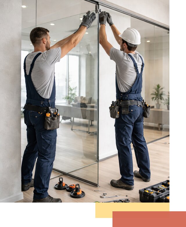 Безрамные стеклянные перегородки под ключ в Ступино