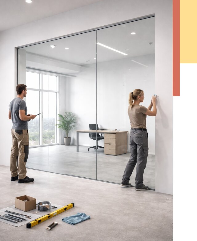 Перегородки из закаленного стекла в Ступино от 9874 руб. под ключ | ОТДЕЛОЧНИК-Стп