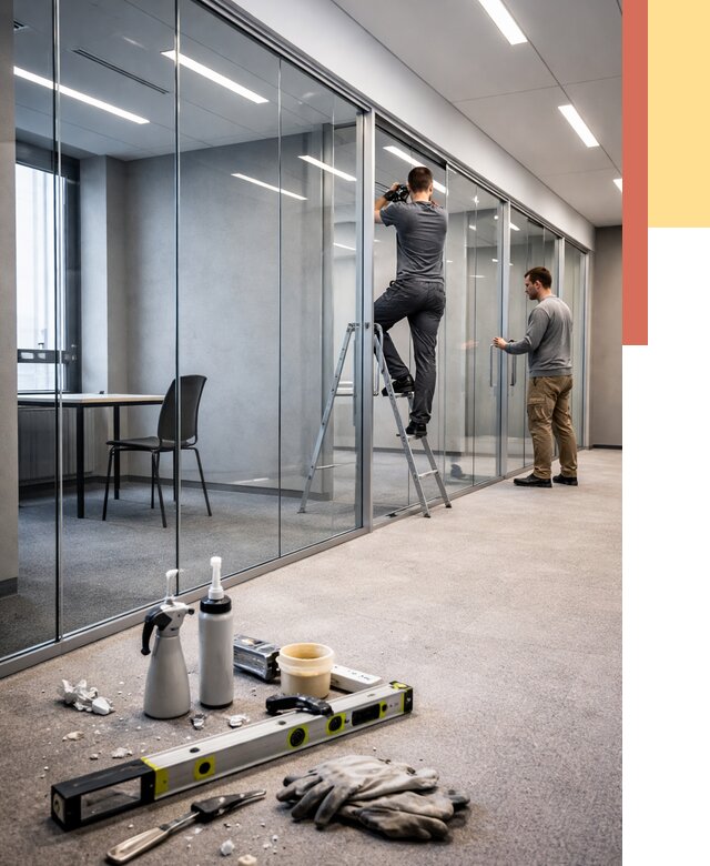 Стеклянные офисные перегородки в Ступино от 8835 руб. — монтаж и установка | ОТДЕЛОЧНИК-Стп