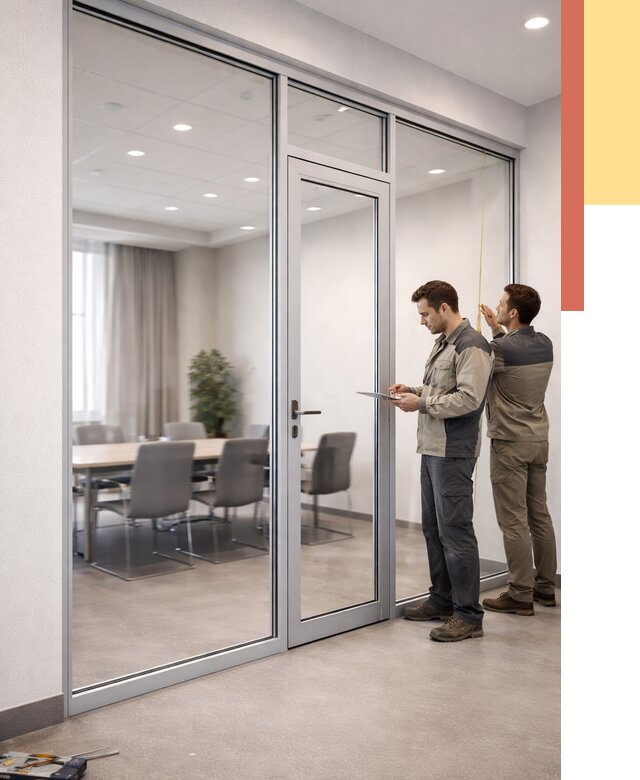 Установка и монтаж алюминиевых перегородок со стеклом в Ступино от 8523 руб. | ОТДЕЛОЧНИК-Стп