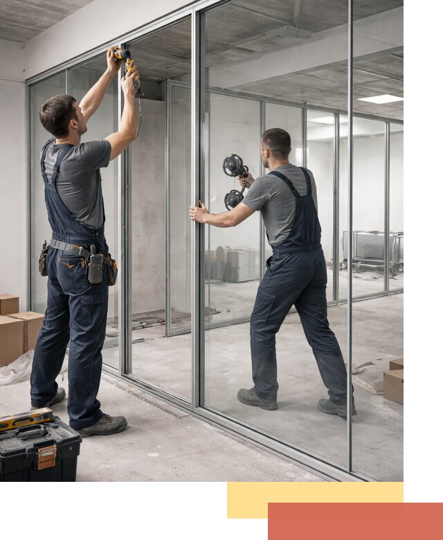 Алюминиевые перегородки со стеклом в Ступино — изготовление и монтаж