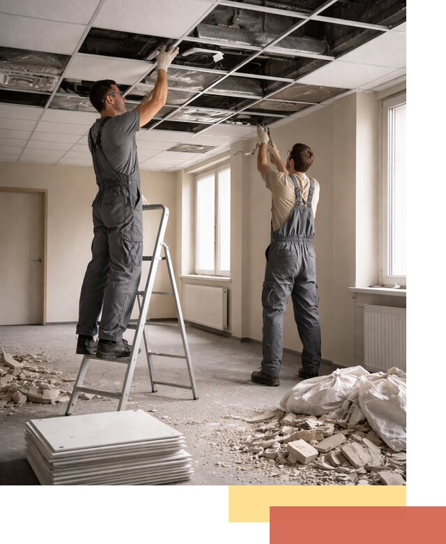 Демонтаж потолков Армстронг профессионально в Ступино