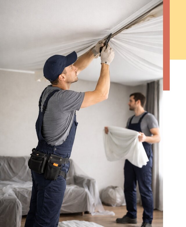 Демонтаж натяжного потолка в Ступино от 4677 руб. — снятие и разбор под ключ | ОТДЕЛОЧНИК-Стп