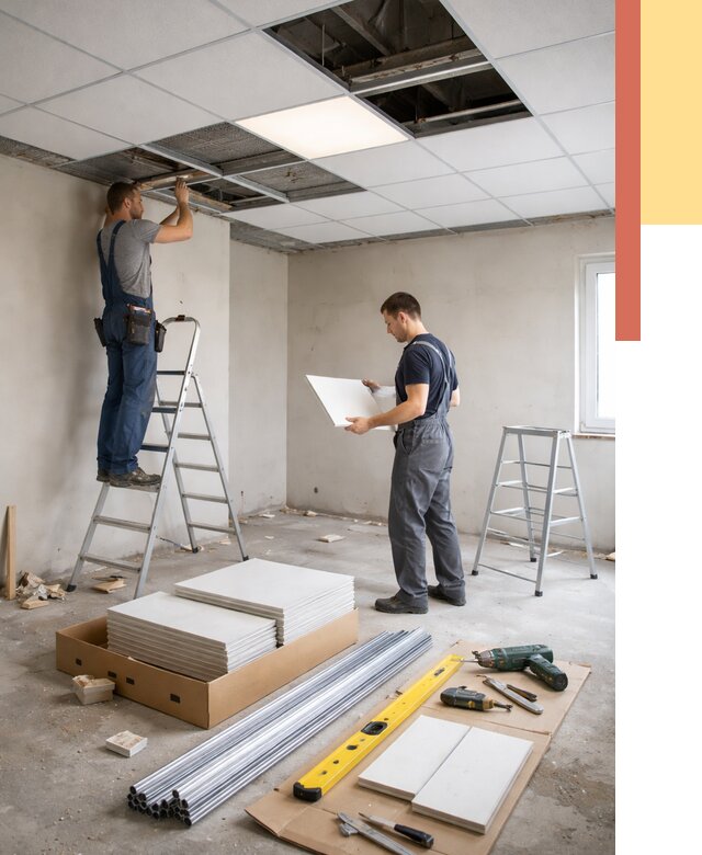 Монтаж потолка армстронг в Ступино от 4677 руб/м2 — быстрая установка под ключ | ОТДЕЛОЧНИК-Стп