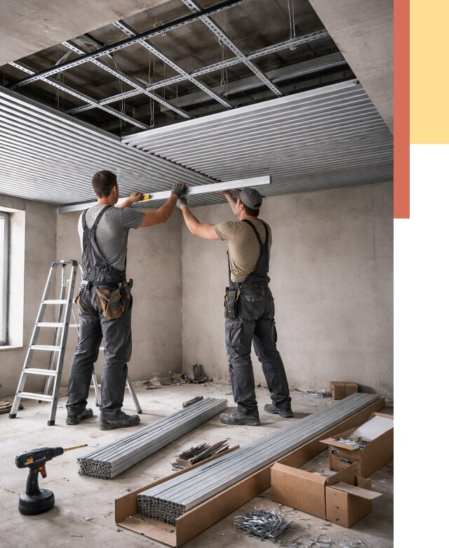 Монтаж реечного потолка в Ступино от 4677 руб. под ключ | ОТДЕЛОЧНИК-Стп