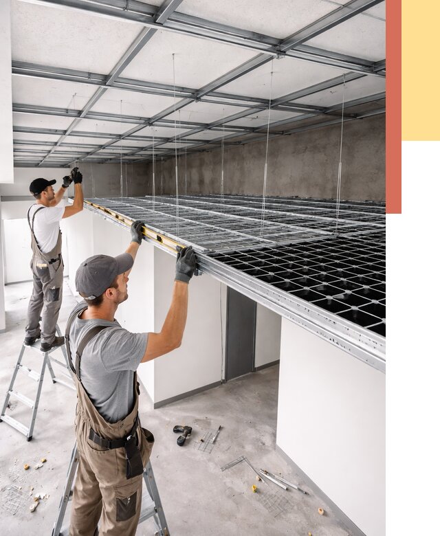 Монтаж потолка грильято в Ступино от 468 руб./м² — быстрая сборка под ключ | ОТДЕЛОЧНИК-Стп